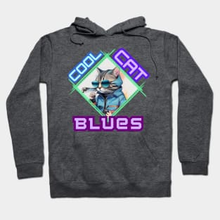 Stylish Cat with Harmonica: "Cool Cat Blues" Hoodie